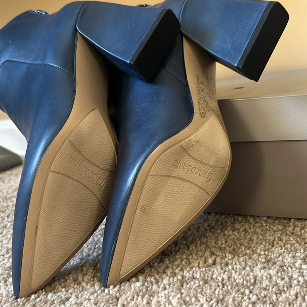 Franco Sarto Navy Ankle Pointed Leather Boots - Picture 7 of 7
